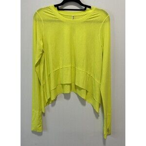 Free People Movement Tempo-Long Sleeve Tee Medium Neon Yellow Green 90s Outdoor